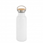 Preview: Edelstahl-Thermoflasche mit Bambusdeckel 500 ml in weiß